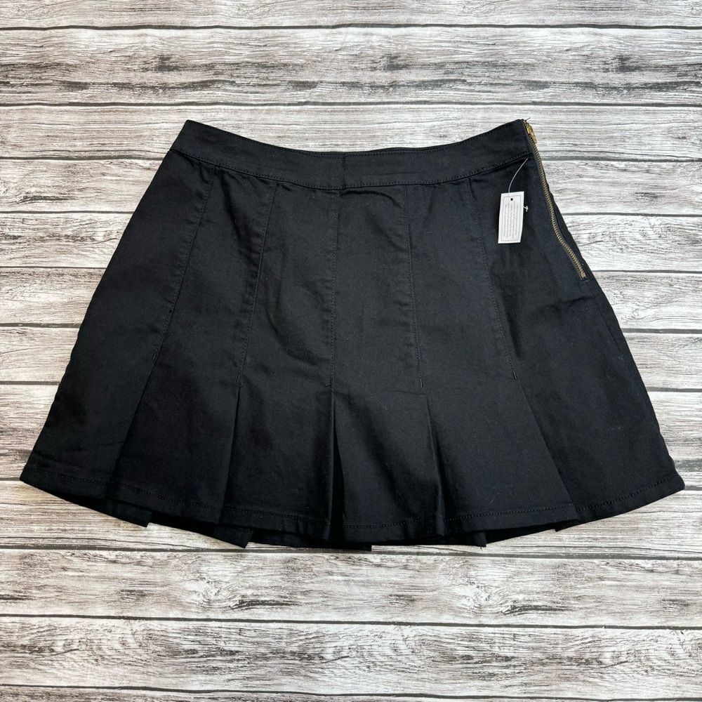NOBO Women's Pleated Black Y2K Box Pleat Denim Mini Skirt Size 11 NWT